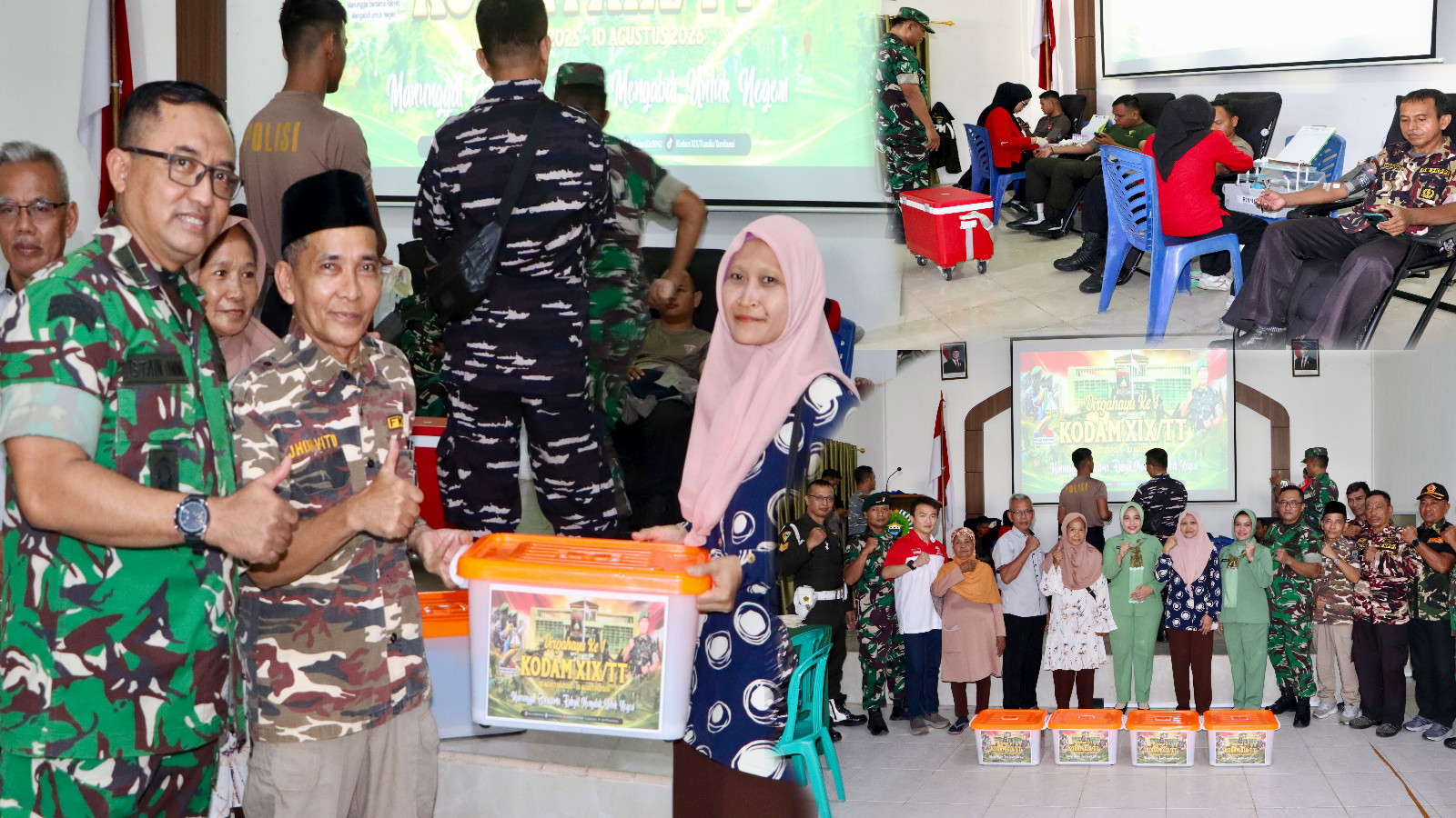 HUT Pertama Kodam XIX/Tuanku Tambusai, Kodim 0317/TBK Karimun Kumpulkan 34 Kantong Darah dan Layani 62 Warga Berobat