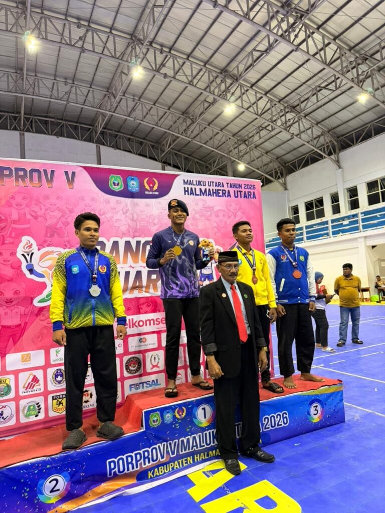 Anggota Brimob Polda Malut Bripda Rian Rahmat Abd. Kader Juara I Pencak Silat Porprov 2026 di Halmahera Utara