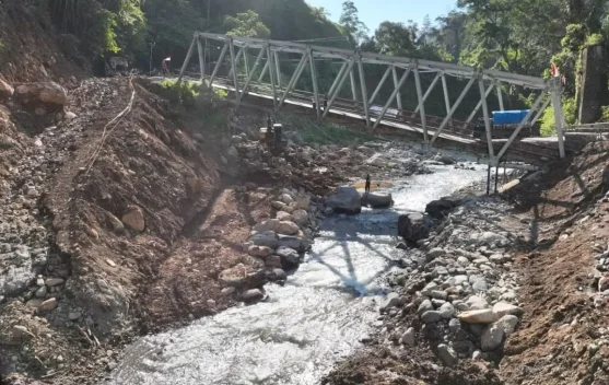 Jembatan Enang-Enang di Bener Meriah Hanya Boleh Dilalui Motor dan Mobil Penumpang Selama Perkuatan Struktur