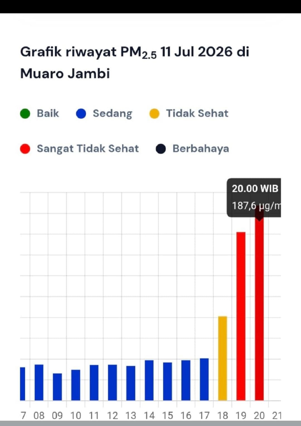 Kualitas Udara Muaro Jambi Sempat Sentuh Angka 187, BMKG Masih Selidiki Pemicu Lonjakan Partikel Halus