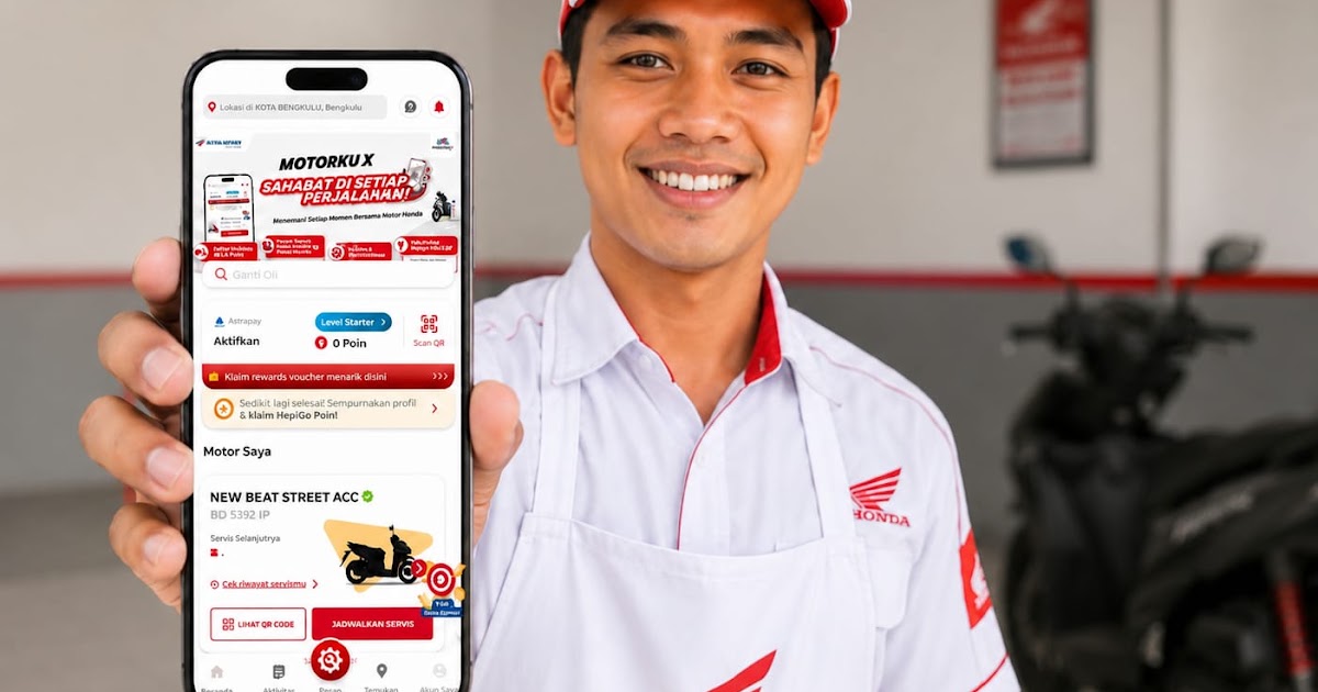 Honda Luncurkan Aplikasi MotorkuX di Bengkulu, Konsumen Bisa Booking Servis dan Beli Suku Cadang Asli