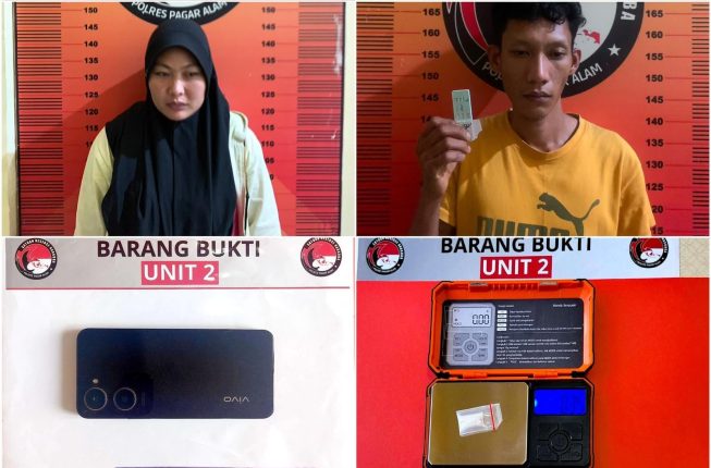 Polres Pagaralam Ringkus Pasangan Muda di Kontrakan Jambat Galo, 0,35 Gram Shabu Diamankan