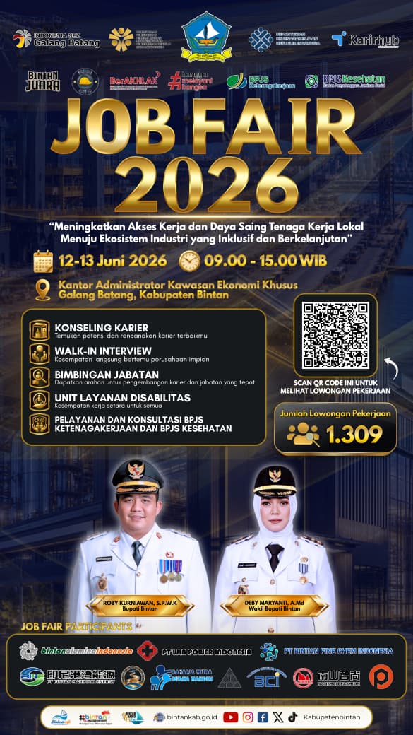 Job Fair Bintan 2026 Buka 1.309 Lowongan Kerja, Bupati Roby Sebut Peluang bagi Tenaga Lokal