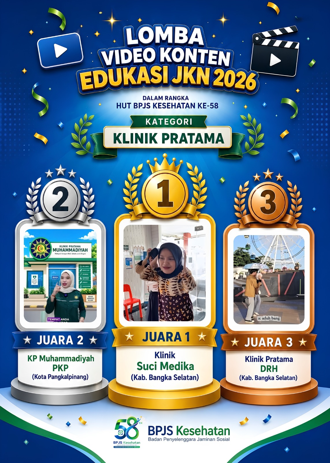 Dua Klinik di Bangka Selatan Borong Juara Lomba Video Edukasi JKN 2026, Klinik Suci Medika Raih Juara I
