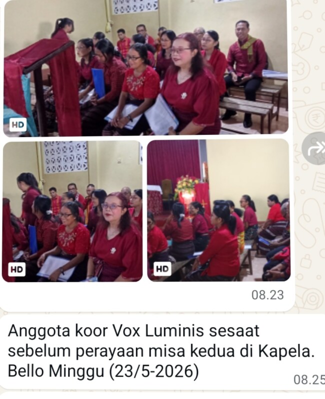 Vox Luminis, Paduan Suara Baru Berusia Sebulan, Meriahkan Pentakosta di Kapela Santo Agustinus Bello, Kupang