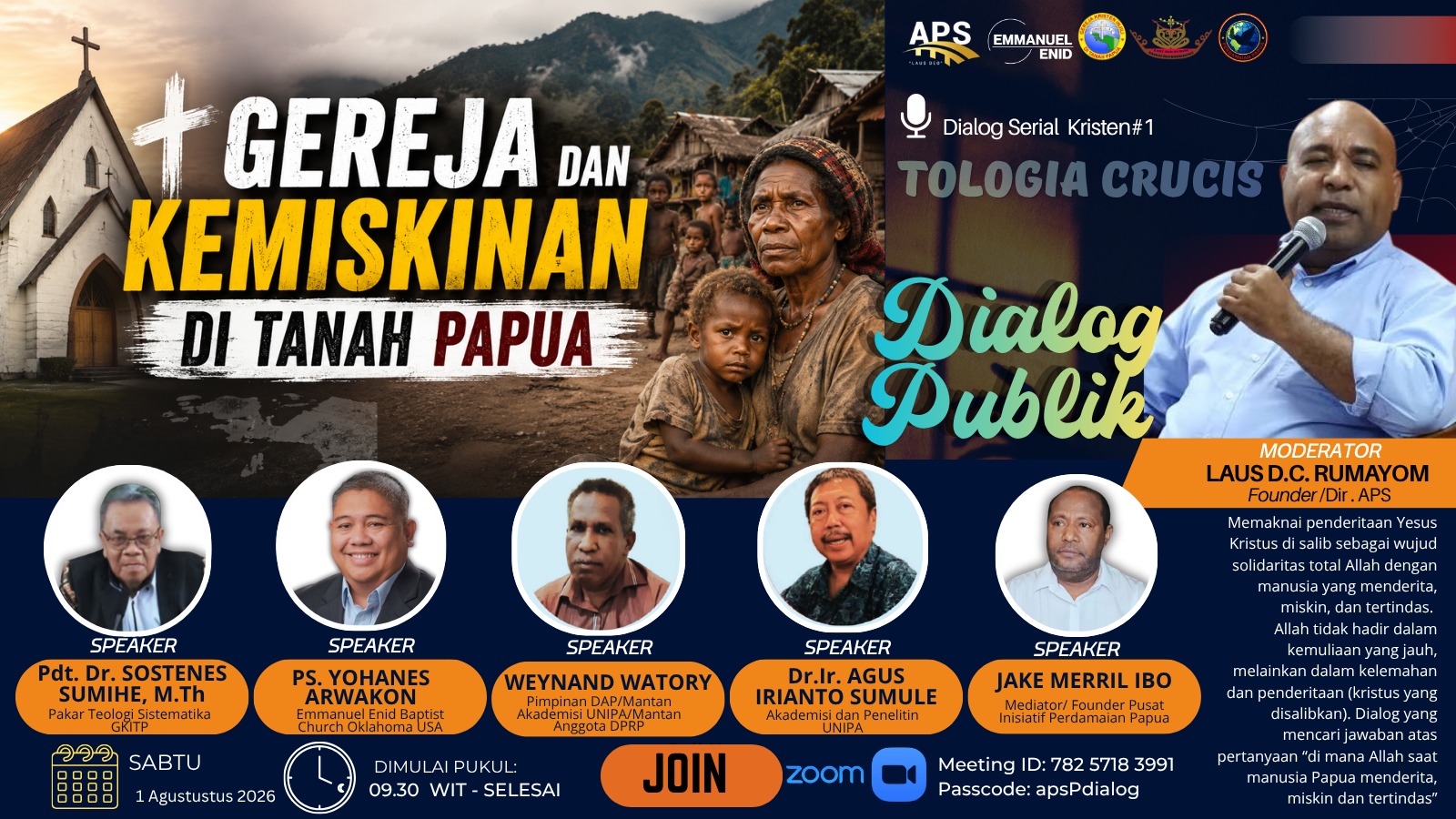 Analisis Papua Strategis Gelar Dialog Publik: Gereja dan Kemiskinan di Tanah Papua, Hadirkan Pembicara dari Oklahoma