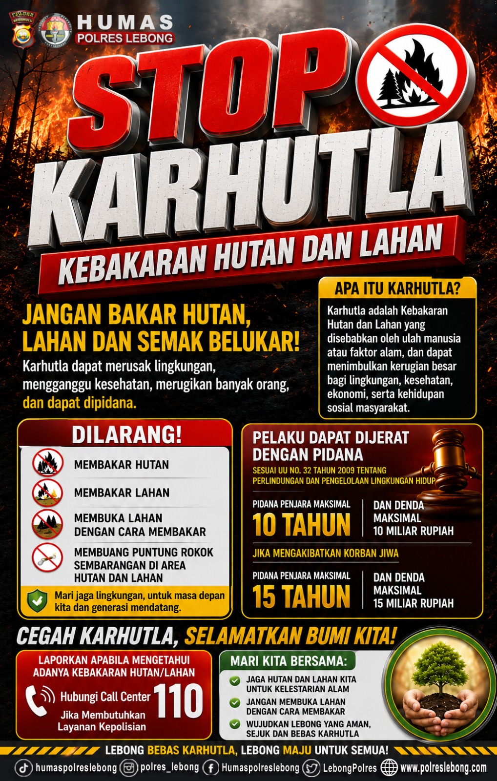 Polres Lebong Gencarkan Sosialisasi Cegah Karhutla, Kapolres Ingatkan Ancaman Hukuman 15 Tahun Penjara