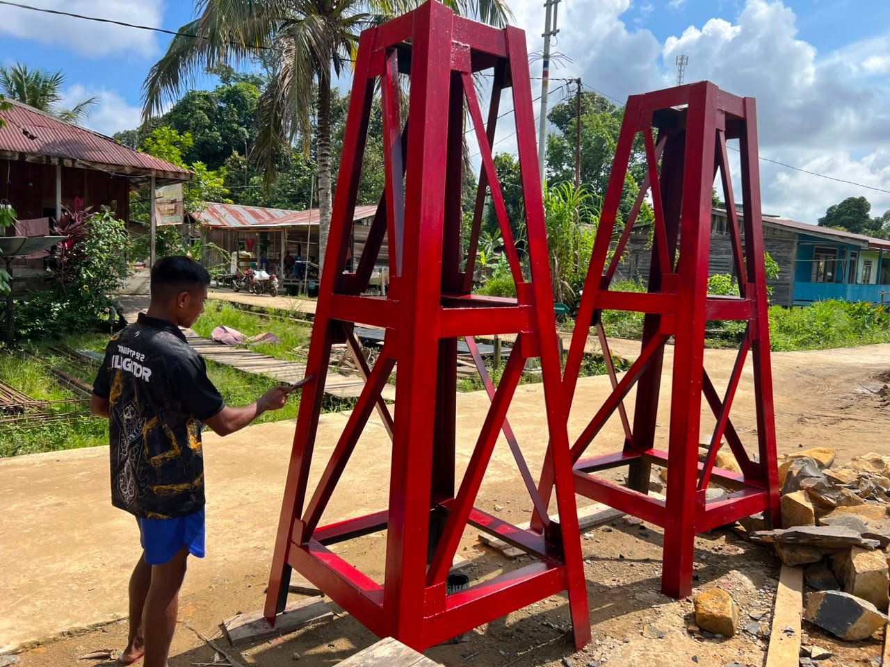 Tower Jembatan Perintis Garuda di Tana Tidung Selesai Dirakit, Dandim Awasi Ketat Pengelasan Struktur Penyangga