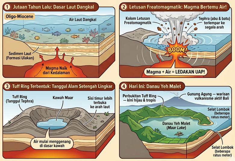 Danau Yeh Malet di Karangasem Bukan Danau Biasa, Jejak Letusan Gunungapi Purba 30 Juta Tahun Lalu