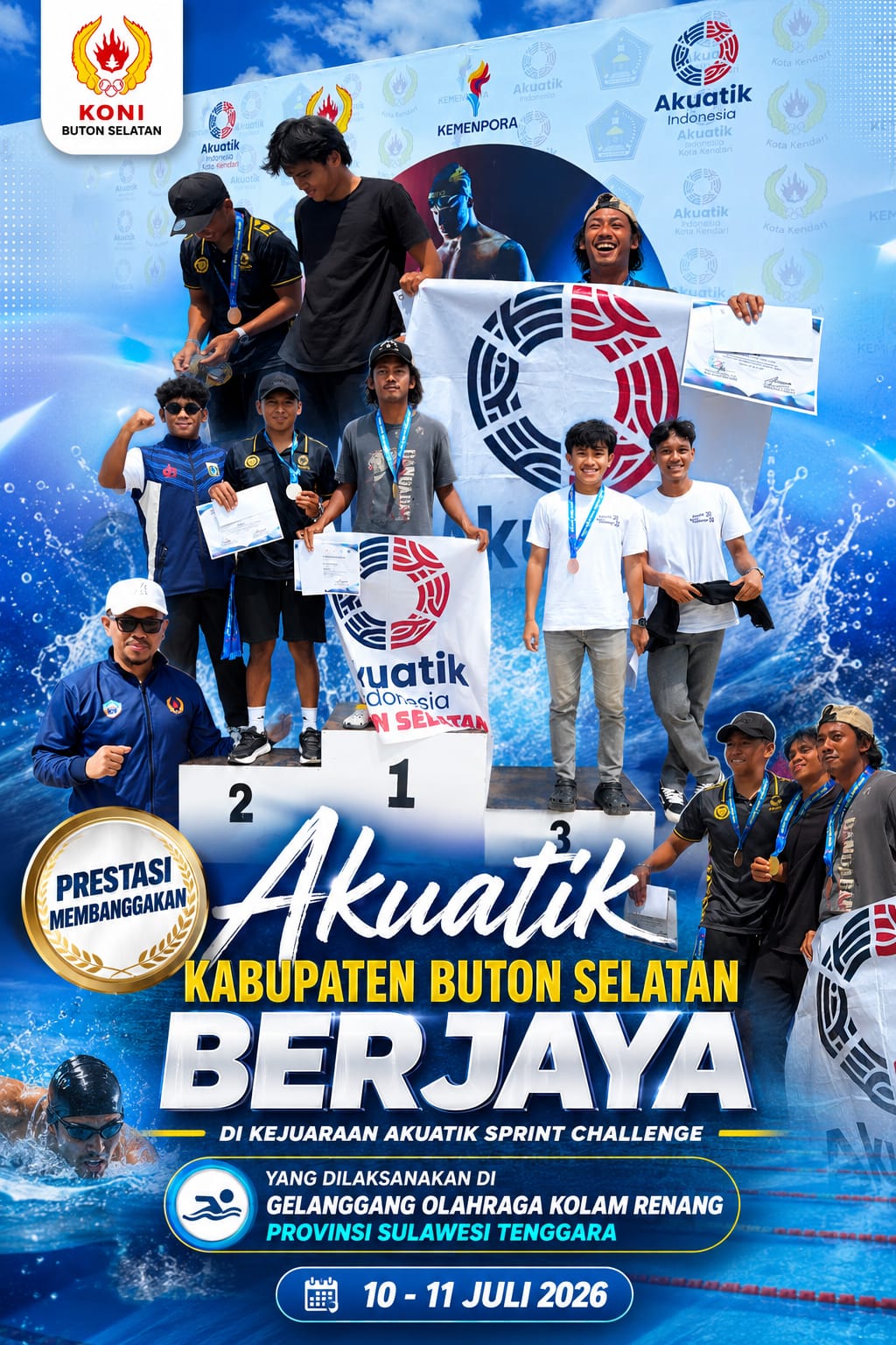 Buton Selatan Borong 7 Medali di Kejuaraan Akuatik Sprint Challenge Se-Sultra, Target Porprov Makin Matang