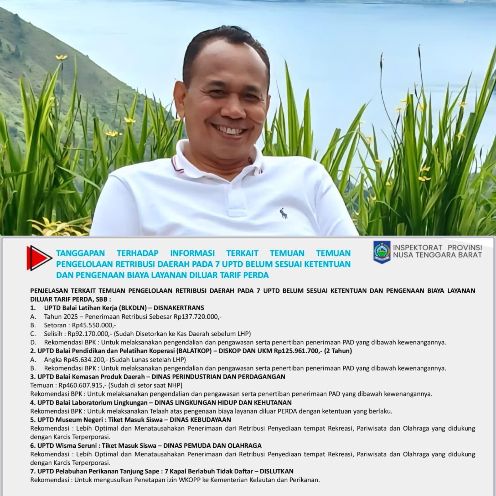 Jubir Pemprov NTB Bantah Ada Perbedaan Data Tindak Lanjut Temuan BPK, Ini Penjelasan Lengkapnya
