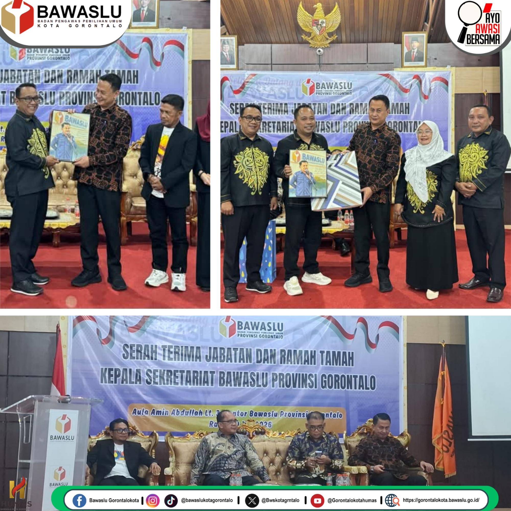 Bawaslu Kota Gorontalo Dukung Sertijab Kepala Sekretariat Provinsi, Momentum Perkuat Koordinasi Pengawasan Pemilu