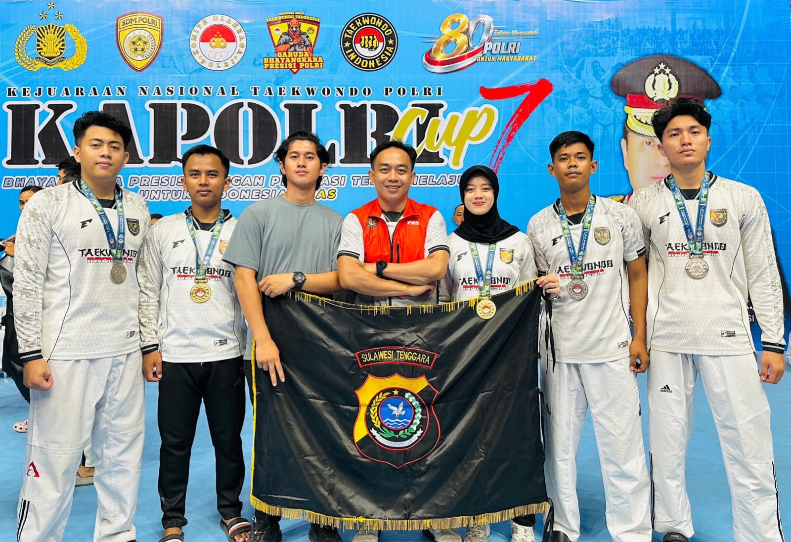 Tim Taekwondo Polda Sultra Borong 5 Medali di Kejurnas Kapolri Cup 2026, 2 Emas dan 3 Perak
