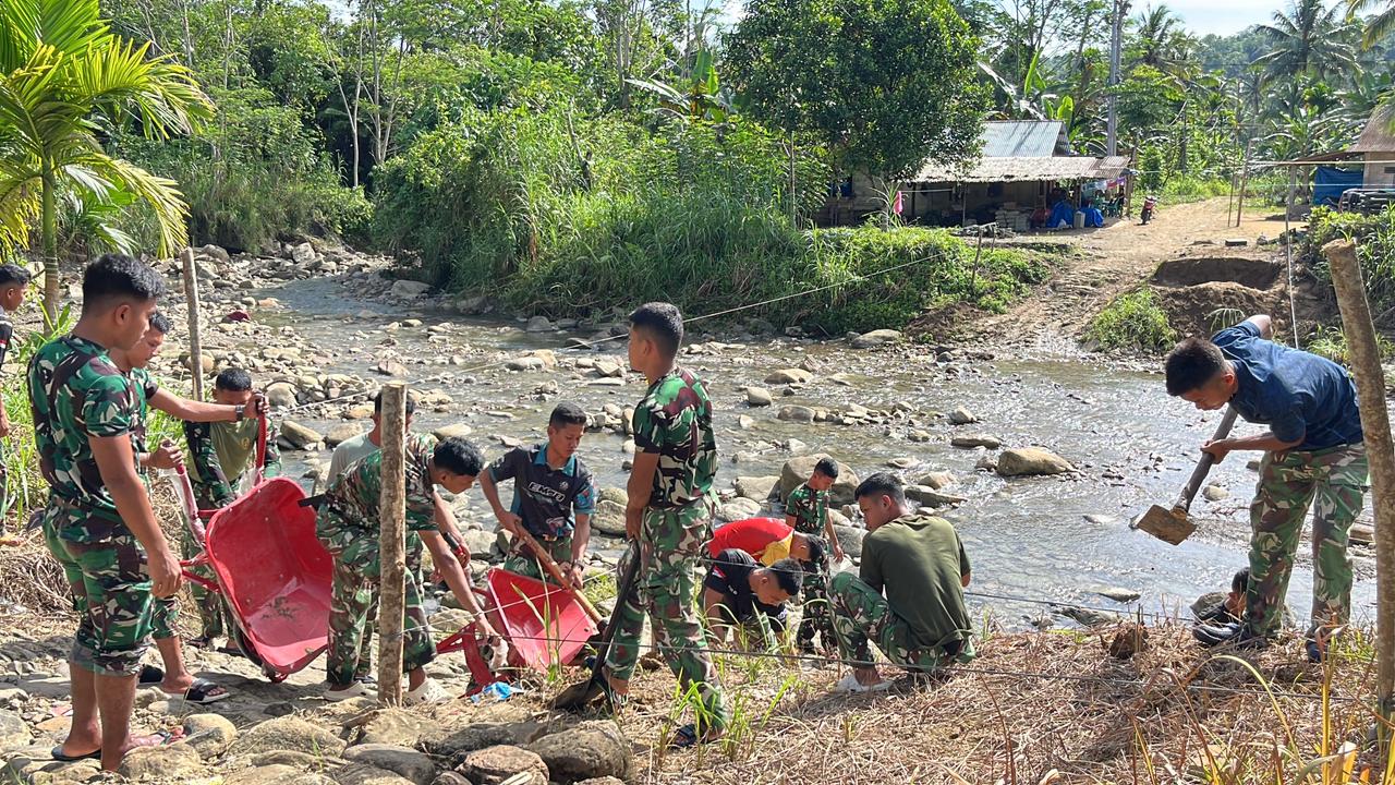Jembatan Bailey 30 Meter di Atas Sungai Yo’o Nias Mulai Dibangun, Satgas TNI dan Warga Gotong Royong