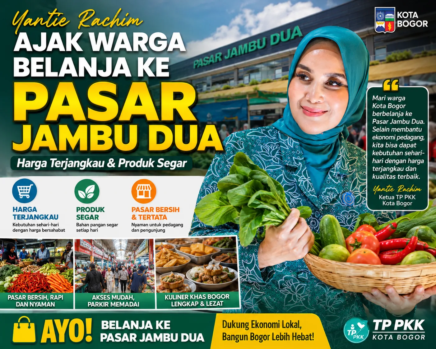 Ketua TP PKK Kota Bogor Ajak Warga Belanja ke Pasar Jambu Dua, Harga Terjangkau dan Produk Segar