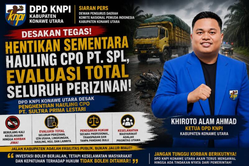 KNPI Konawe Utara Desak Penghentian Hauling PT SPL dan Evaluasi Semua Izin Usai Kecelakaan Beruntun