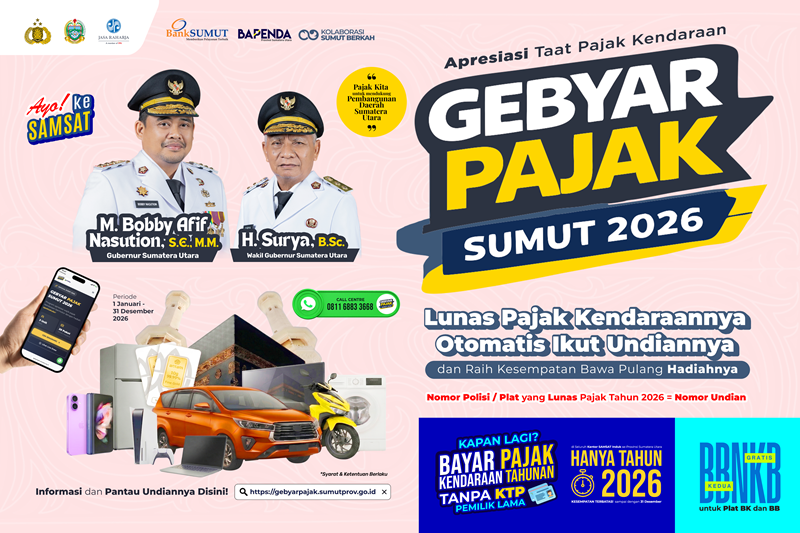 Pemprov Sumatera Utara Gelar Gebyar Pajak 2026, Wajib Pajak Berkesempatan Menang Mobil dan Logam Mulia
