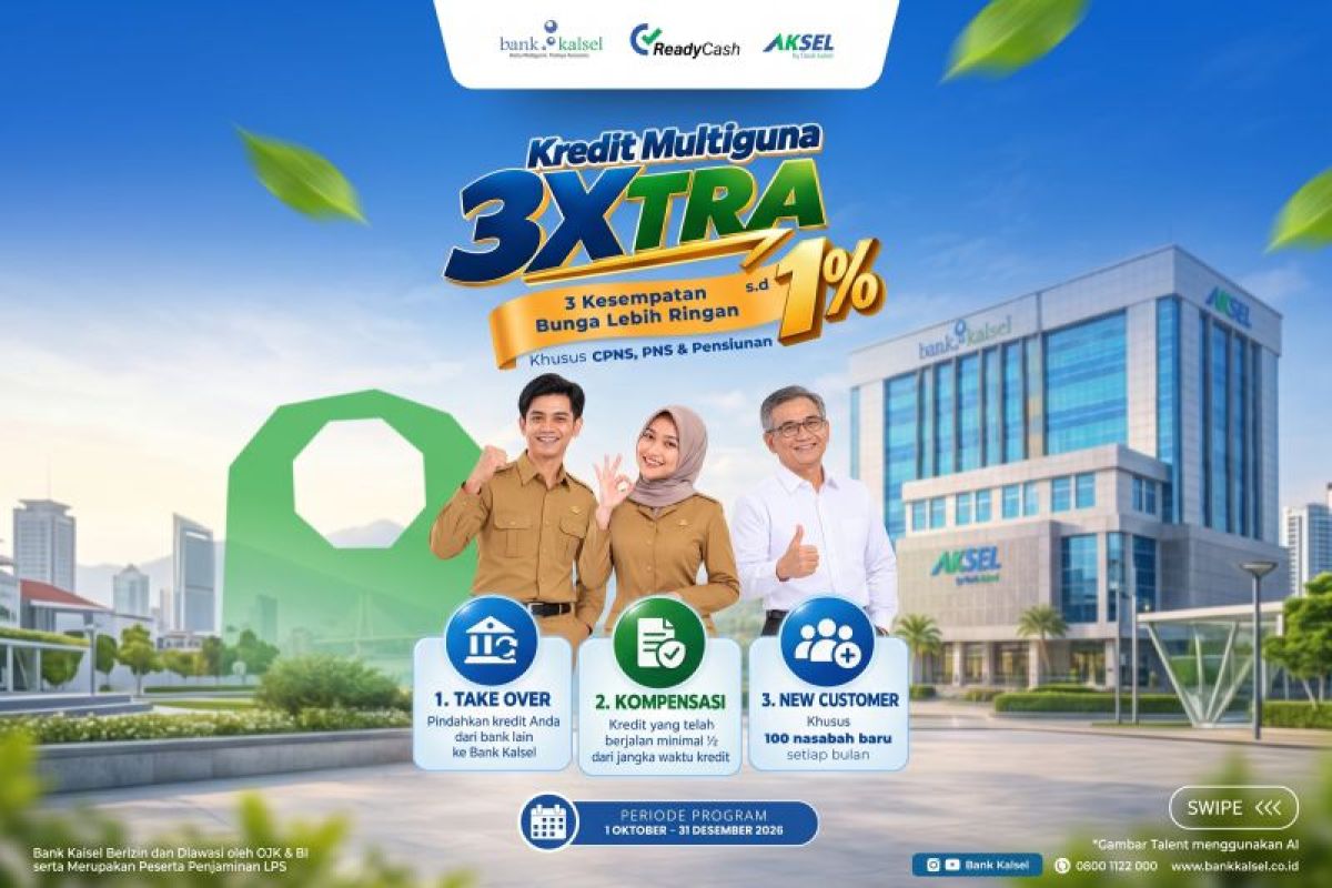 Bank Kalsel Luncurkan Promo Kredit Multiguna 3XTRA, Bunga Turun Jadi 11 Persen hingga 31 Desember 2026