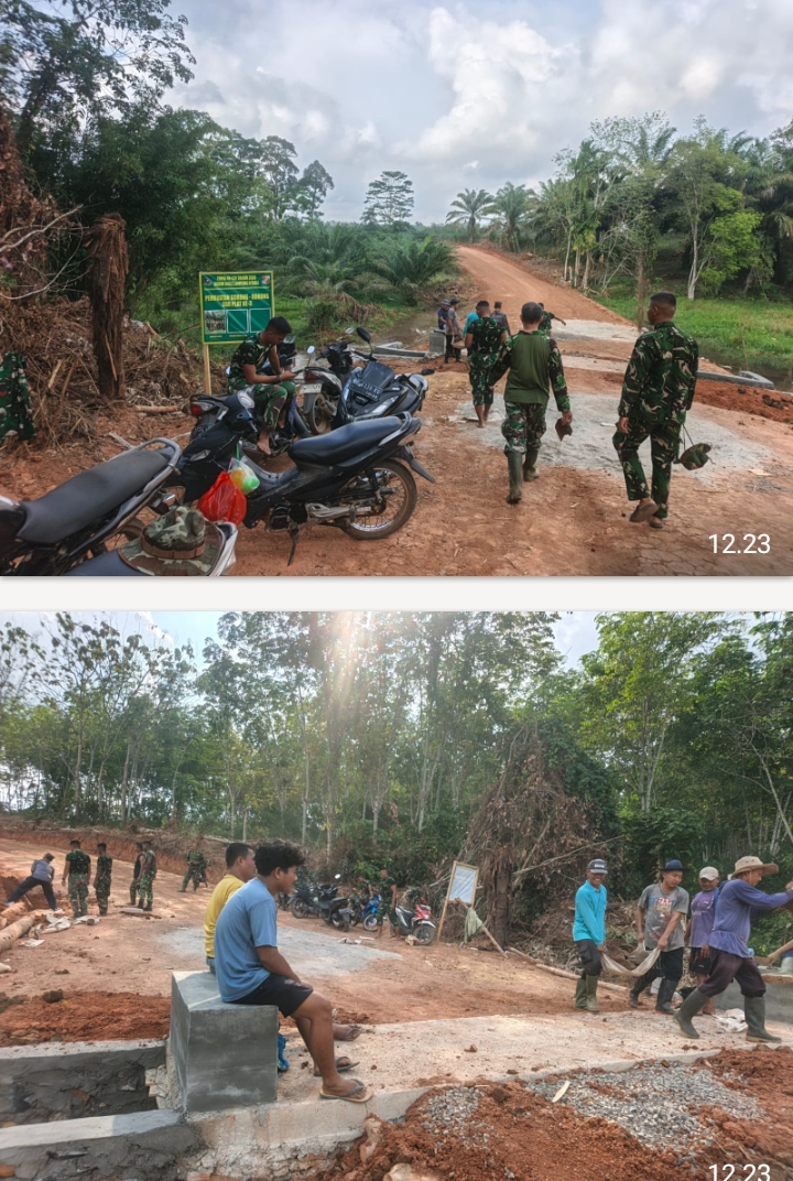 Satgas TMMD Kodim 0412/LU dan Warga Desa Baru Raharja Gotong Royong Rapikan Gorong-Gorong 3 Demi Jalan Kokoh
