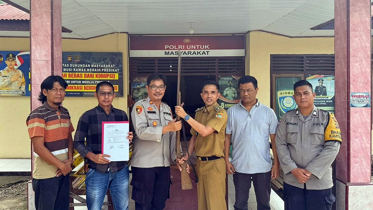 Warga Muara Rengas Serahkan Senpira Kecepek ke Polsek Muara Lakitan, Kades Apresiasi Kesadaran Hukum