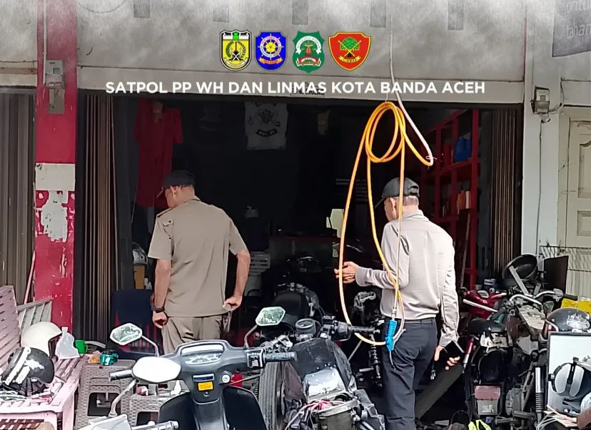 Satpol PP-WH Banda Aceh Datangi Bengkel di Lamseupeung, Minta Jam Operasional Dibatasi demi Kenyamanan Warga