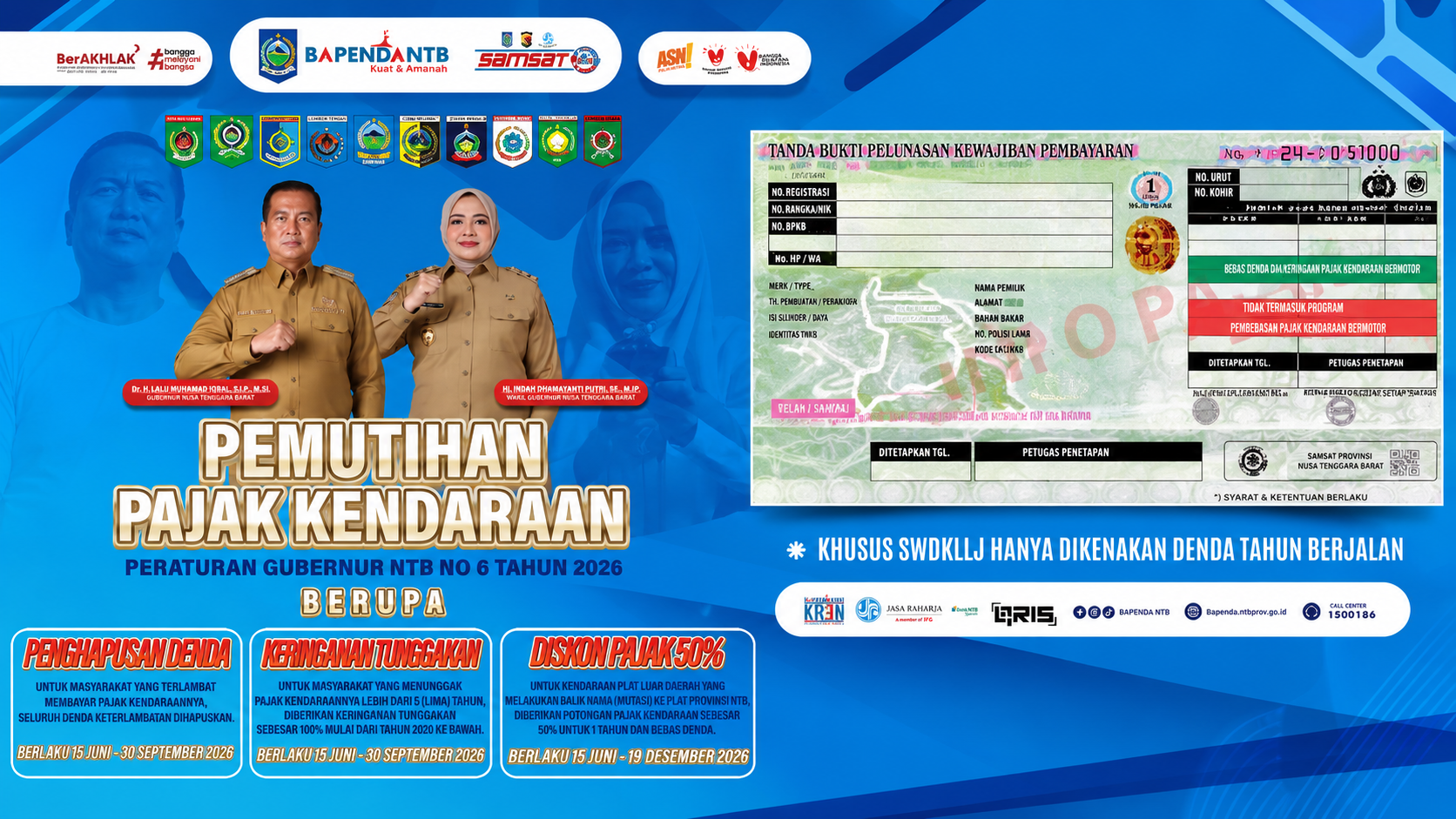 Pemprov NTB Luncurkan Program Pemutihan PKB 2026, Bebas Denda hingga Diskon Mutasi 50 Persen Mulai 15 Juni