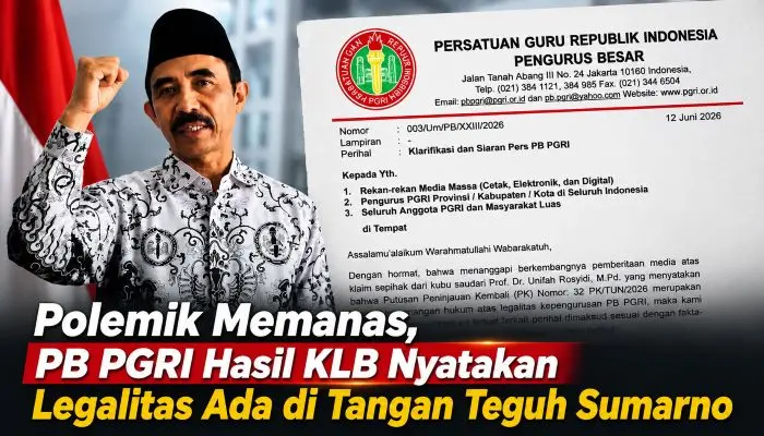 Kubu Teguh Sumarno Bantah Klaim Kemenangan PK Unifah Rosyidi, Tegaskan Legalitas PB PGRI Kini Berlandaskan Putusan PT TUN Jakarta