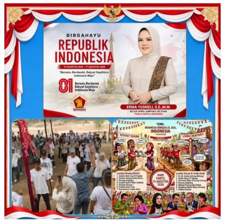 HUT ke-81 RI di Natar Lampung Selatan Diramaikan Lomba Estafet Tepung hingga Tangkap Bebek, Ketua DPRD Ingatkan Semangat Gotong Royong