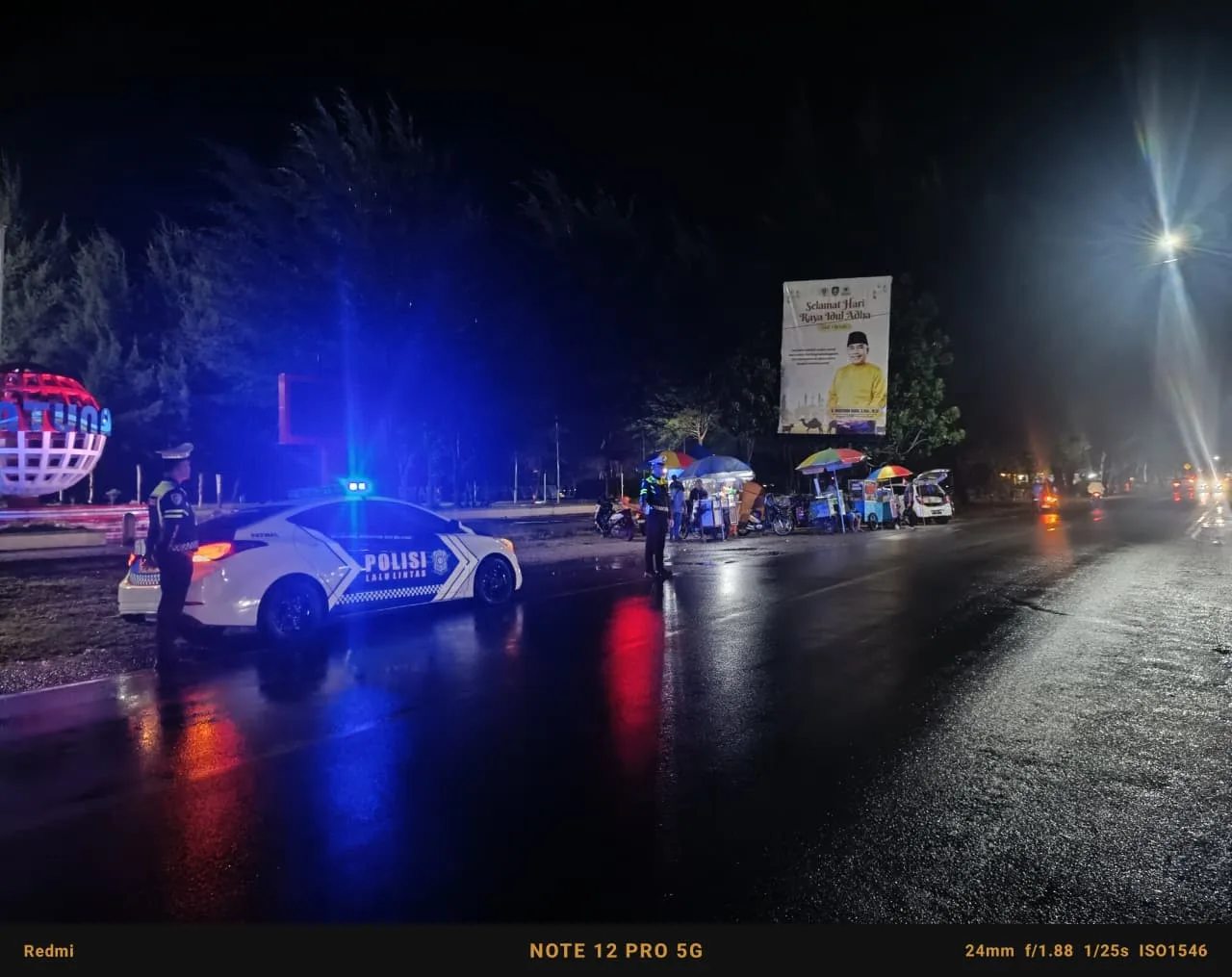 Satlantas Polres Natuna Patroli Malam di Dua Simpang, Tegur Pengendara Tanpa Helm