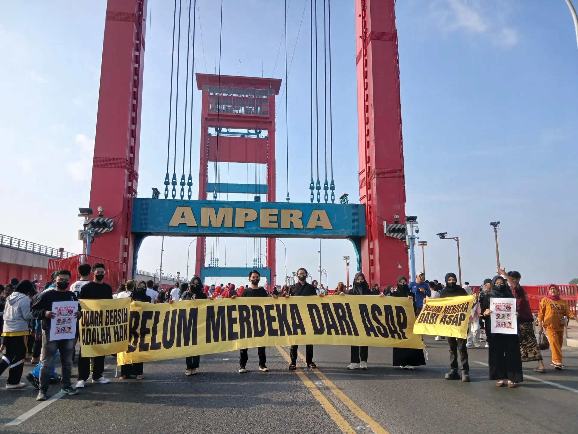 Aksi Kreatif "Belum Merdeka dari Asap" Warnai CFD Palembang, Aktivis Rawang ID Kritik Pencemaran Udara
