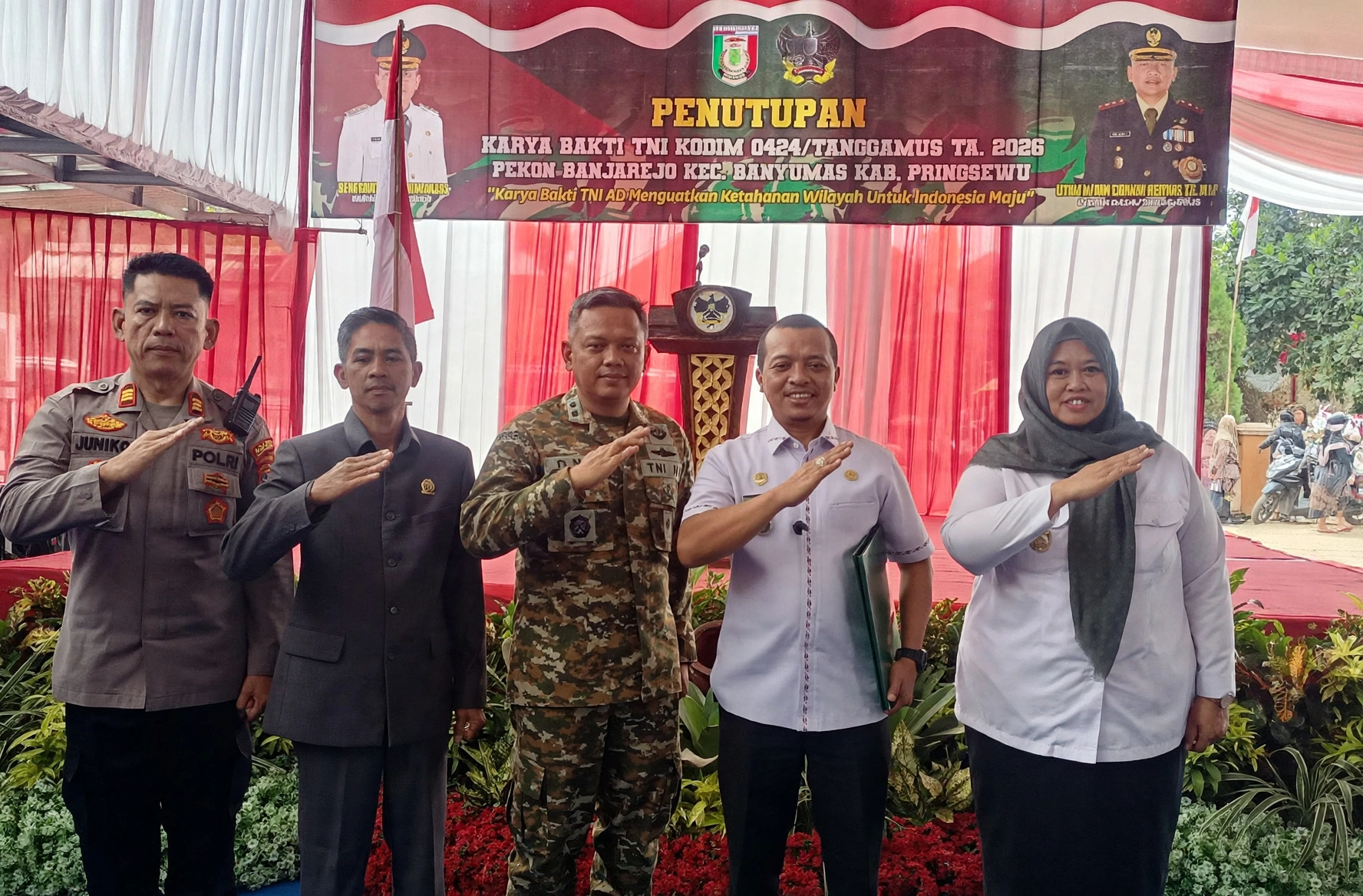 Karya Bakti TNI Kodim 0424/Tanggamus Resmi Ditutup, 1.550 Meter Jalan Desa di Pringsewu Dibangun