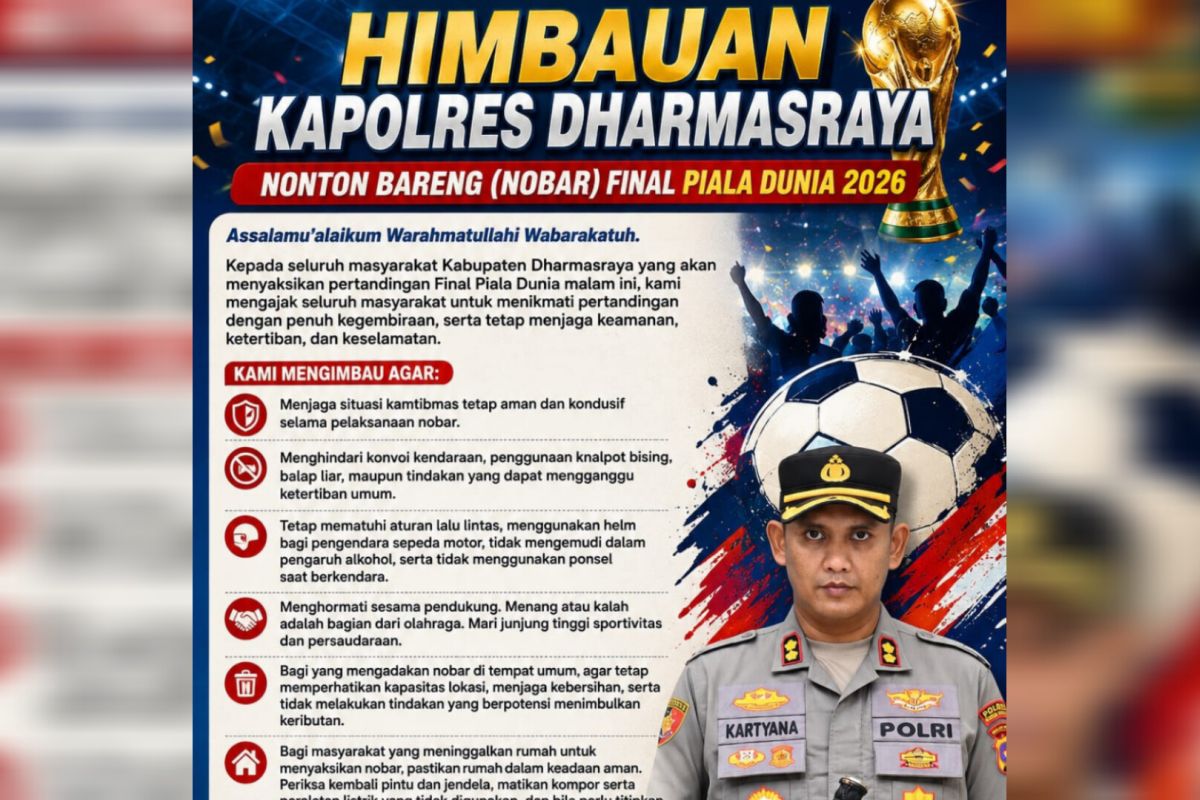 Polres Dharmasraya Siagakan Personel untuk Amankan Nobar Final Piala Dunia 2026, Imbau Warga Jaga Kamtibmas