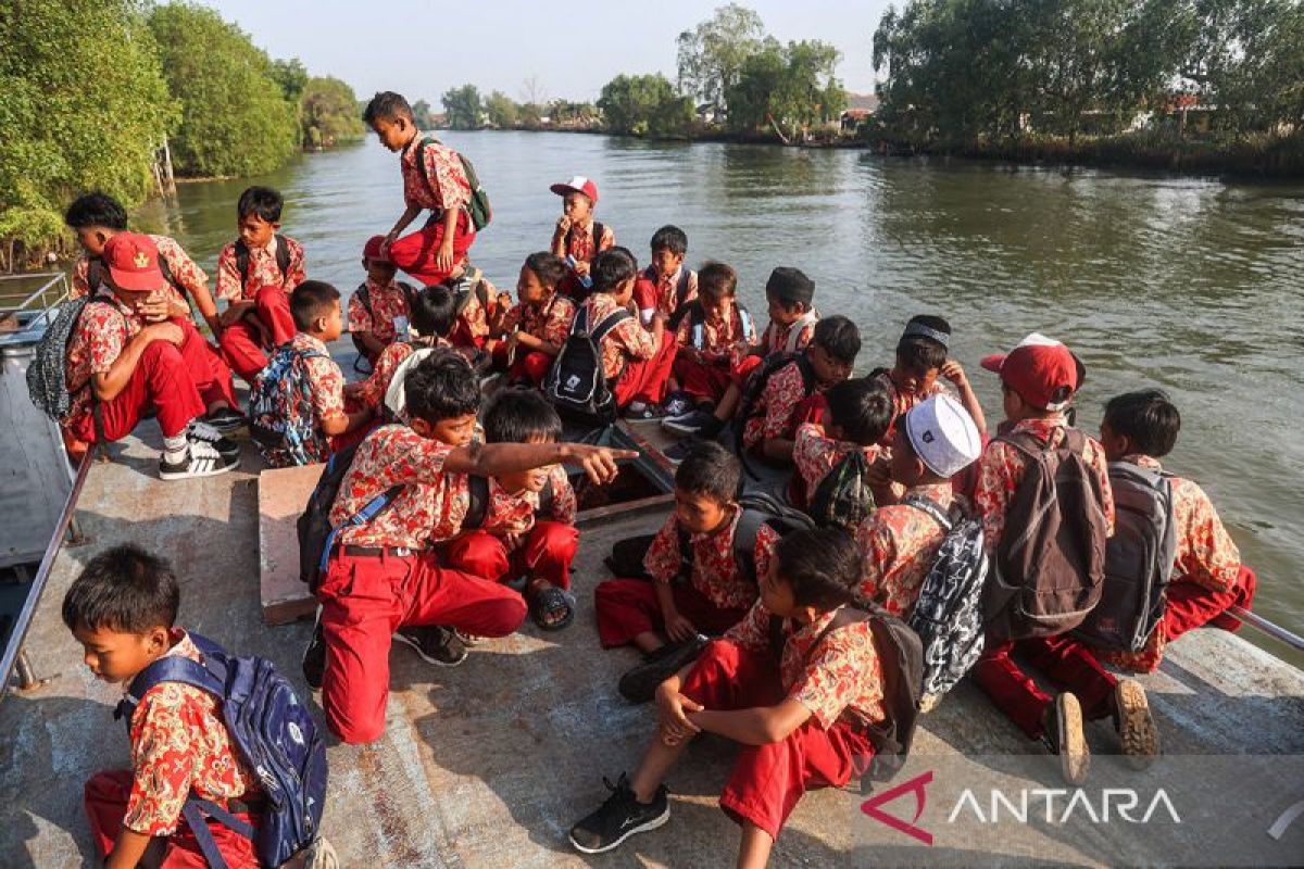 Abrasi Terus Menggerus Muara Gembong, Puluhan Siswa SD Setiap Hari Diantar-Jemput Perahu Melintasi Sungai Citarum