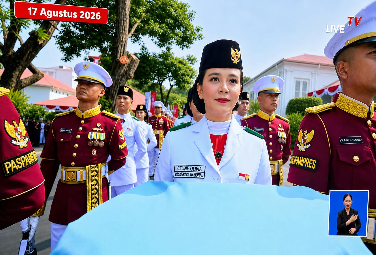 Siswi SMKN 5 Pontianak Celine Olivia Apriani Theo Dipercaya Bawa Baki di Upacara HUT Ke-81 RI di Istana Merdeka