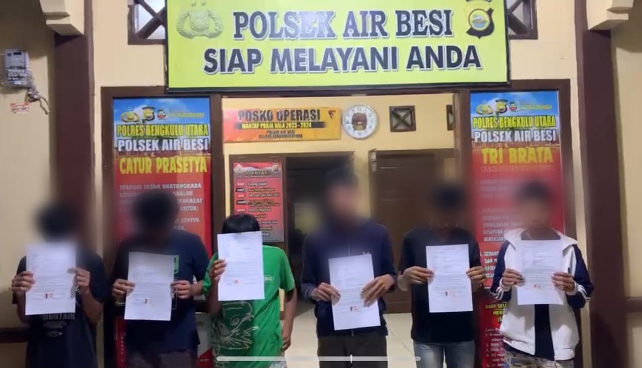 Polsek Air Besi Amankan 6 Remaja Pelaku Aksi Pocong di Jalan Lintas Bengkulu–Arga Makmur, Ini Hasil Pembinaannya