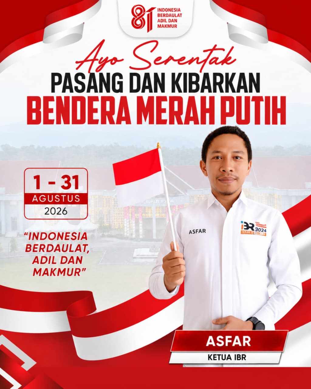 IBR Morowali Ajak Warga Kibarkan 1.000 Bendera Merah Putih Sepanjang Jalur Dua Bungku Mulai 1 Agustus 2026