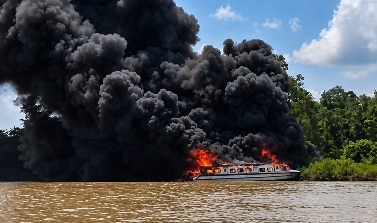 Speedboat Rute Sekatak–Tanjung Selor Terbakar di Perairan Salimbatu, 22 Penumpang Dievakuasi ke Daratan