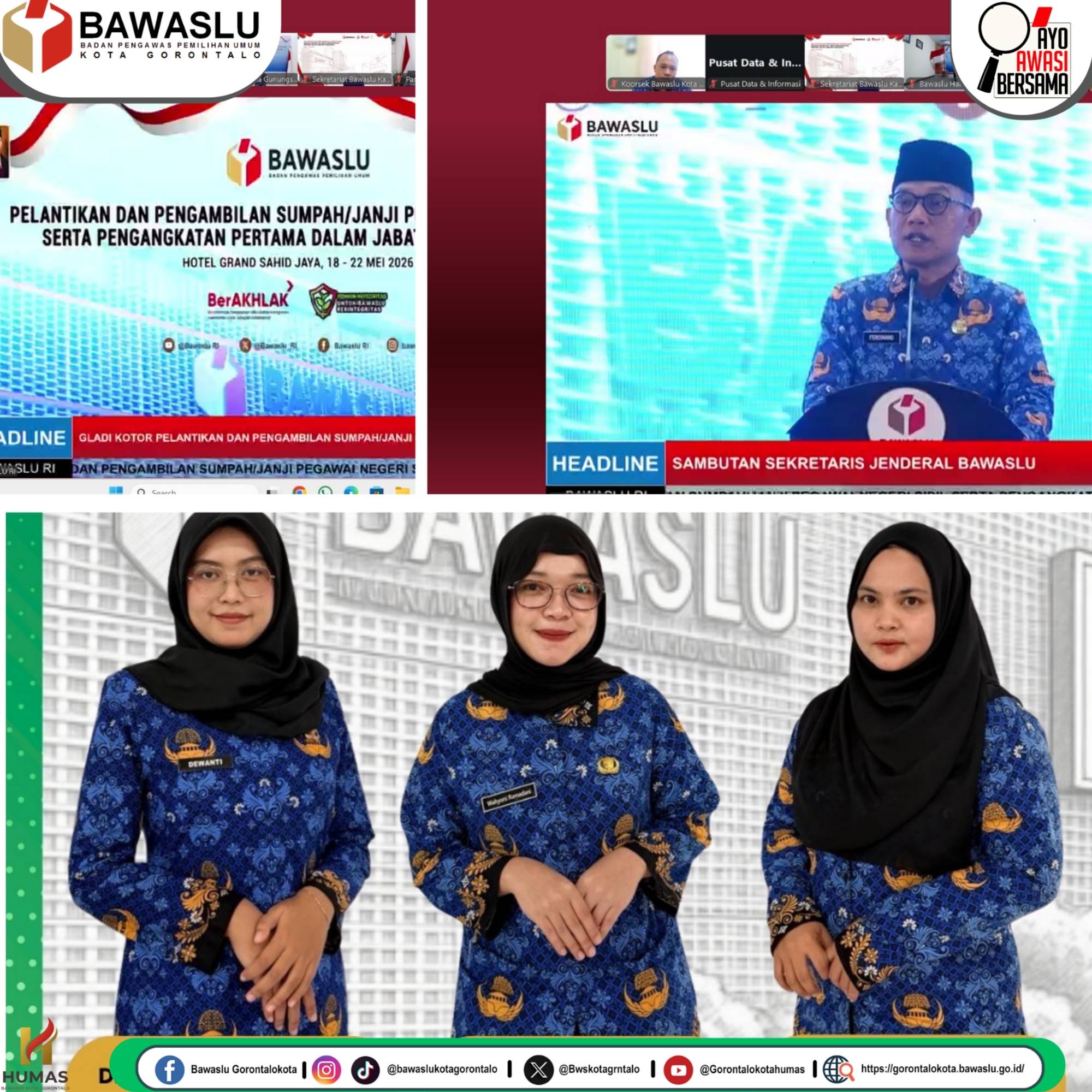 Koordinator Sekretariat Bawaslu Gorontalo Berny Pakaja Dorong 3 PNS Baru Tingkatkan Dedikasi dan Integritas