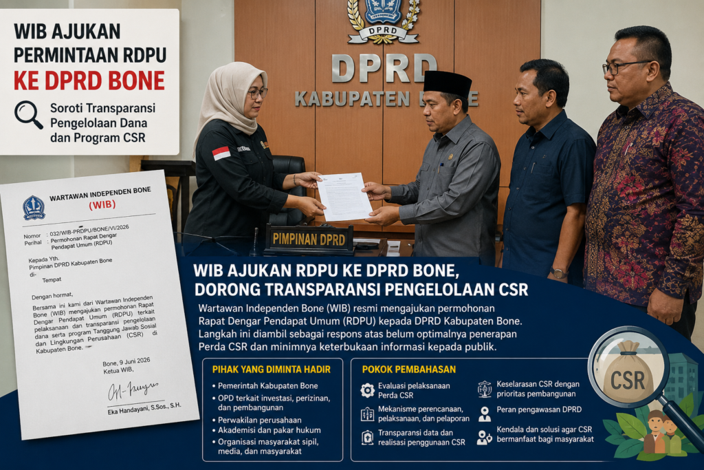 WIB Bone Ajukan RDPU ke DPRD, Soroti Pengelolaan CSR yang Dinilai Tertutup dan Tak Transparan