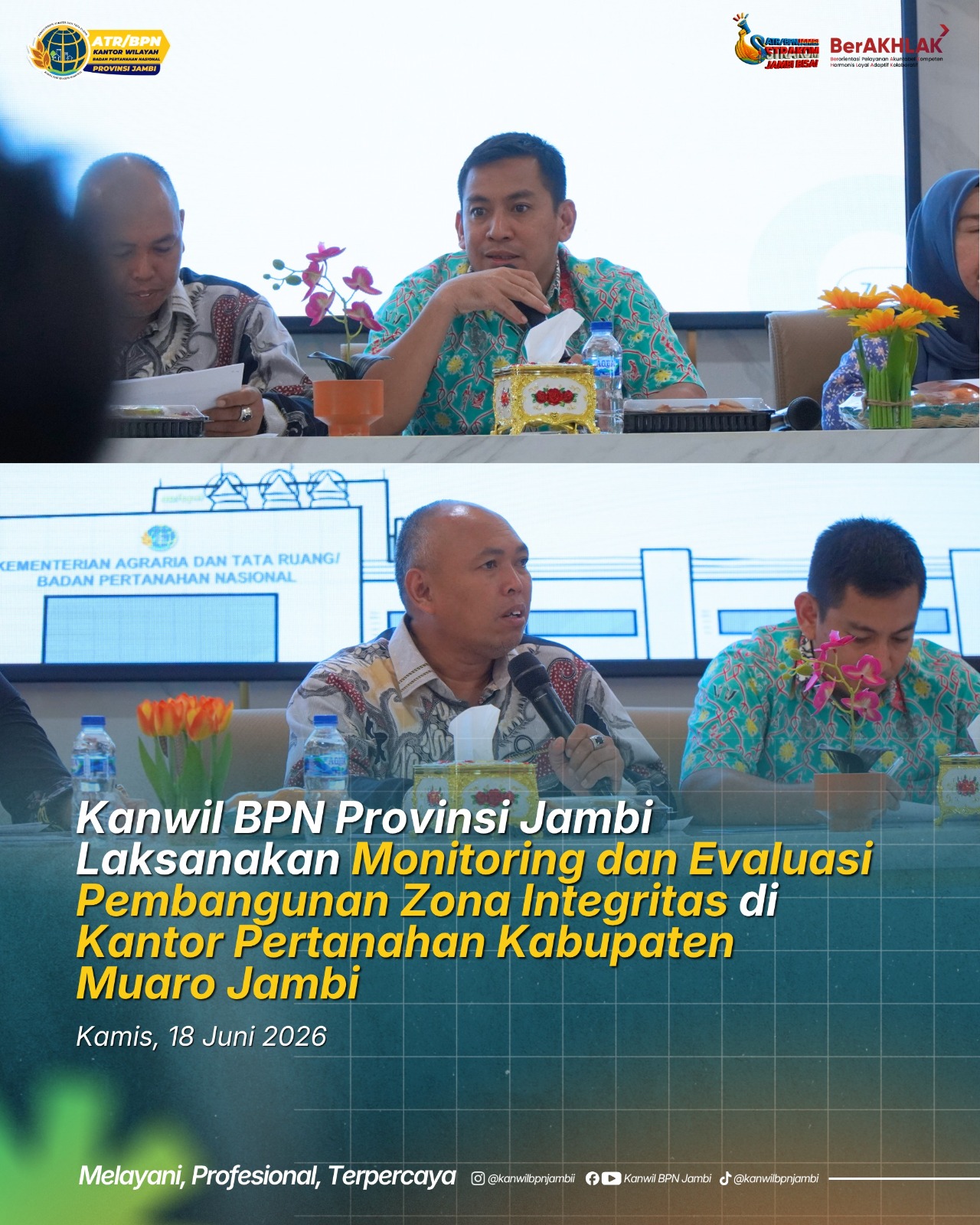 Kanwil BPN Jambi Evaluasi Pembangunan Zona Integritas di Muaro Jambi, Target Pelayanan Pertanahan Makin Profesional