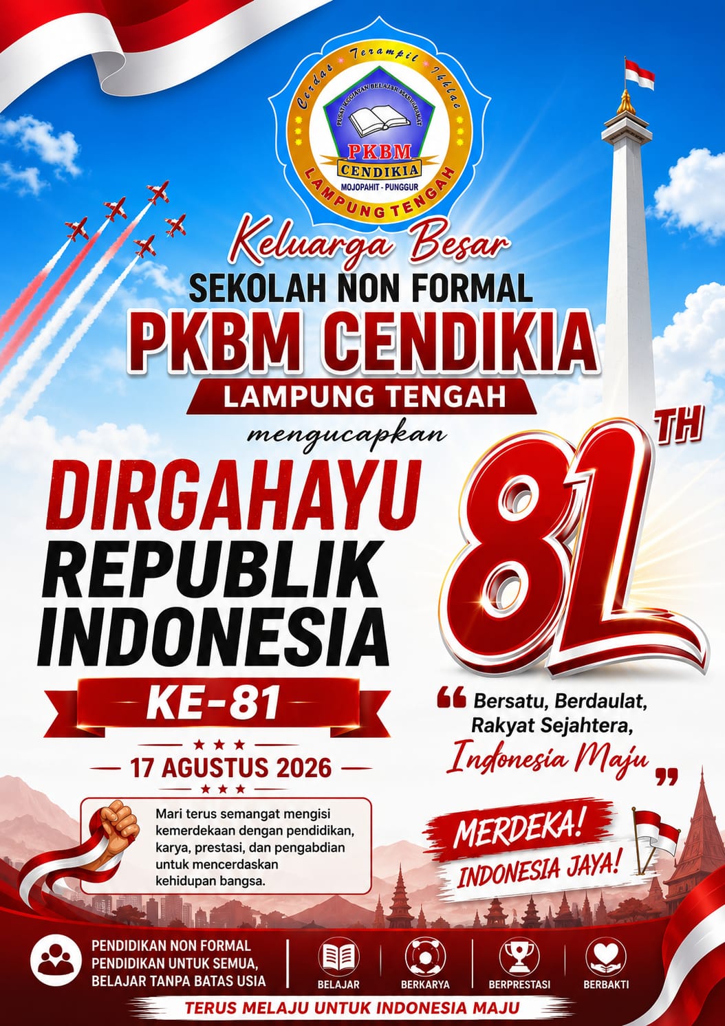 PKBM Cendikia Lampung Tengah Gelorakan Semangat Pendidikan untuk Semua di HUT ke-81 RI, Komitmen Belajar Tanpa Batas Usia