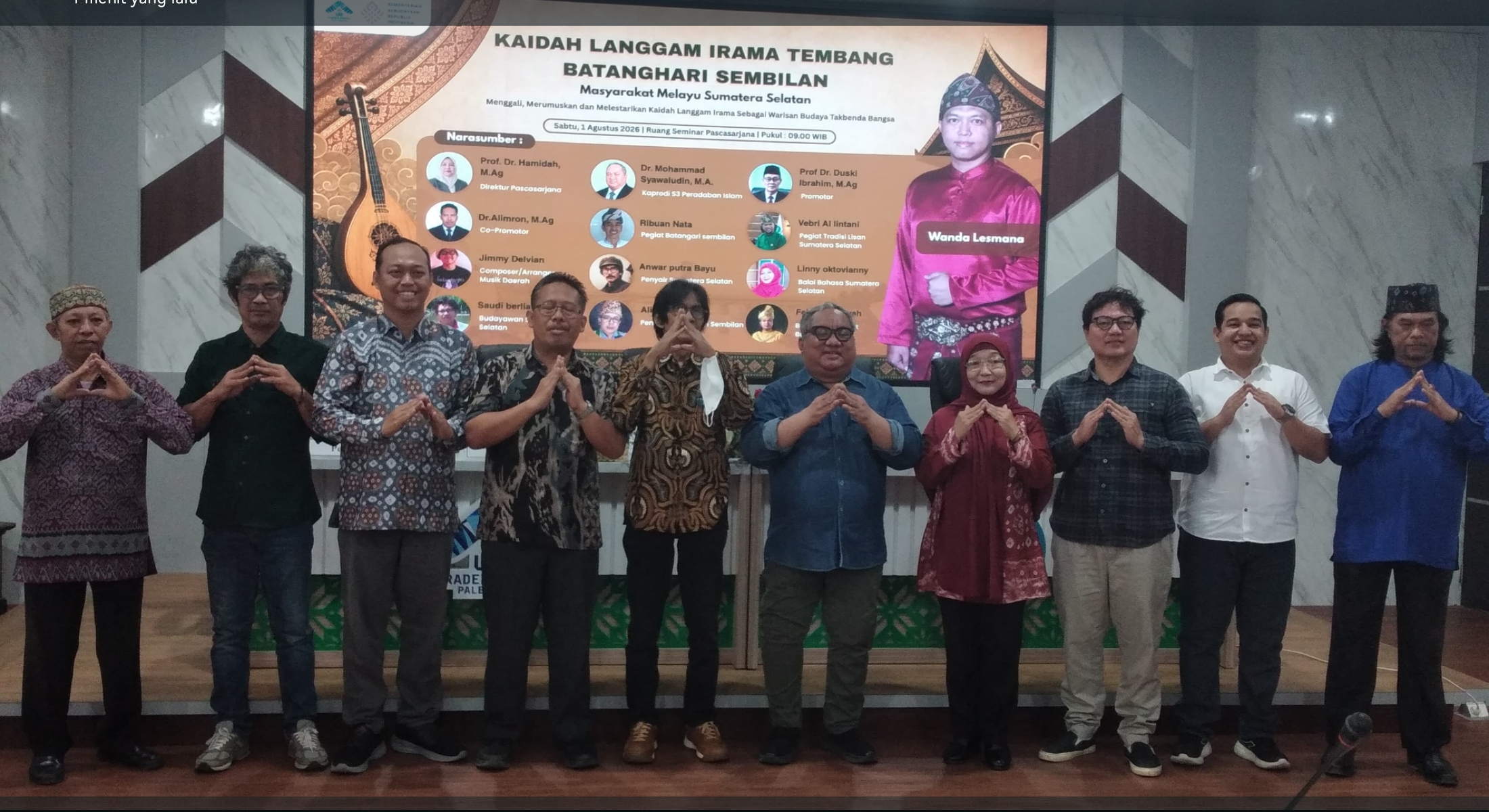 Akademisi UIN Raden Fatah Palembang Susun Kaidah Baku Tembang Batanghari Sembilan, Begini Urgensinya