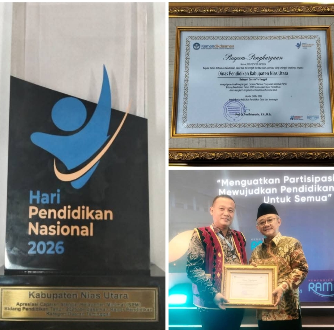 Nias Utara Raih Apresiasi SPM Pendidikan 2025 dari Kemendikdasmen, Kadisdik Sebut Masih Ada Jalan Rusak dan Internet Tak Merata