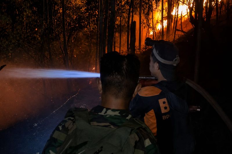 Personel Kodim 0907/Tarakan Padamkan Kebakaran Lahan 4 Hektare di Pantai Amal, Sempat Renggut Ratusan Meter dari Permukiman