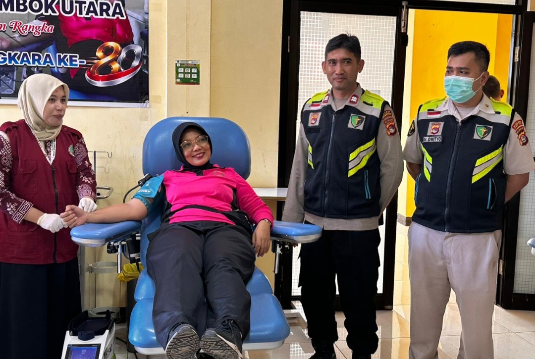 Bhayangkari Lombok Utara Gelar Donor Darah Jelang Hari Bhayangkara ke-80, Ada Skrining Kesehatan Gratis untuk Anggota