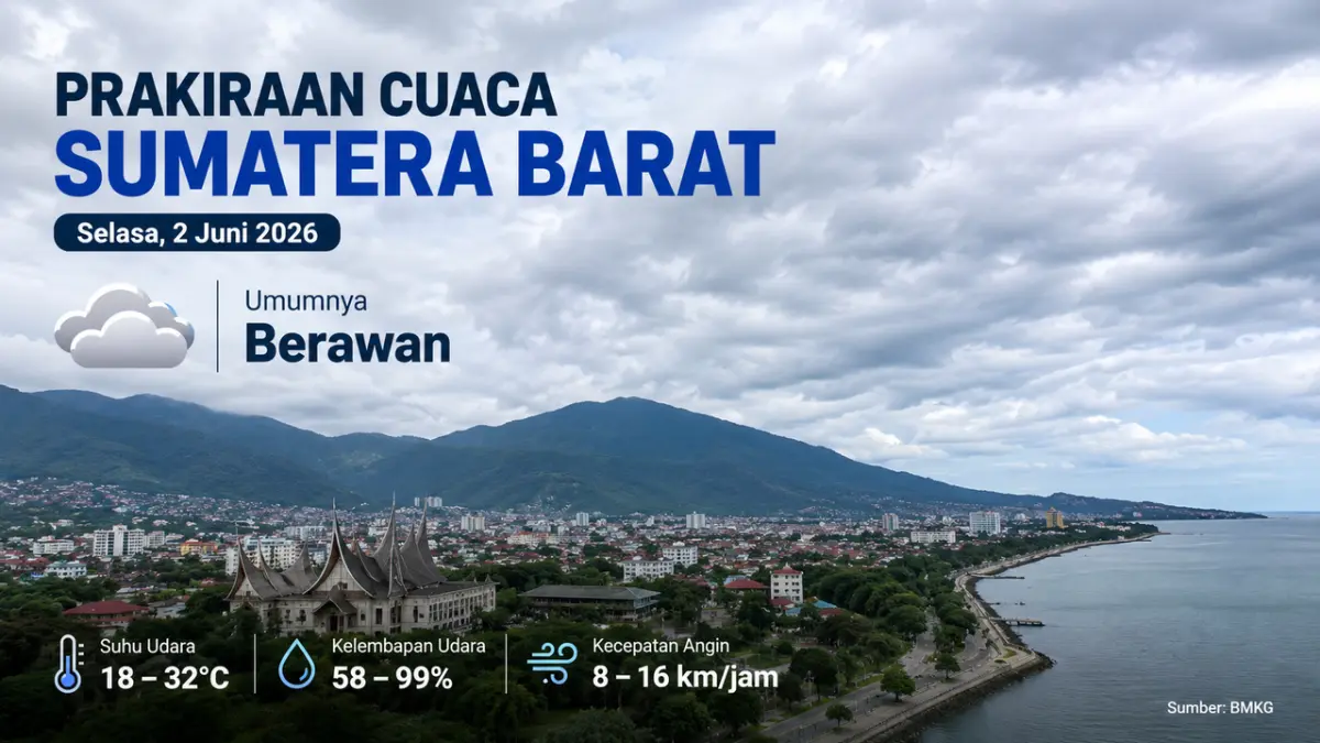 Cuaca Sumatera Barat 2 Juni 2026: Suhu Ekstrem 31 Derajat di Sawahlunto, Sementara Bukittinggi Hanya 18 Derajat