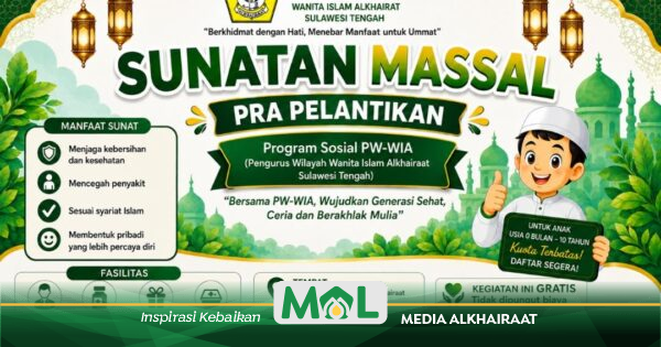 PW-WIA Sulteng Targetkan 100 Anak Ikut Sunatan Massal Gratis di Ponpes Putri Alkhairaat Palu, Ini Syaratnya