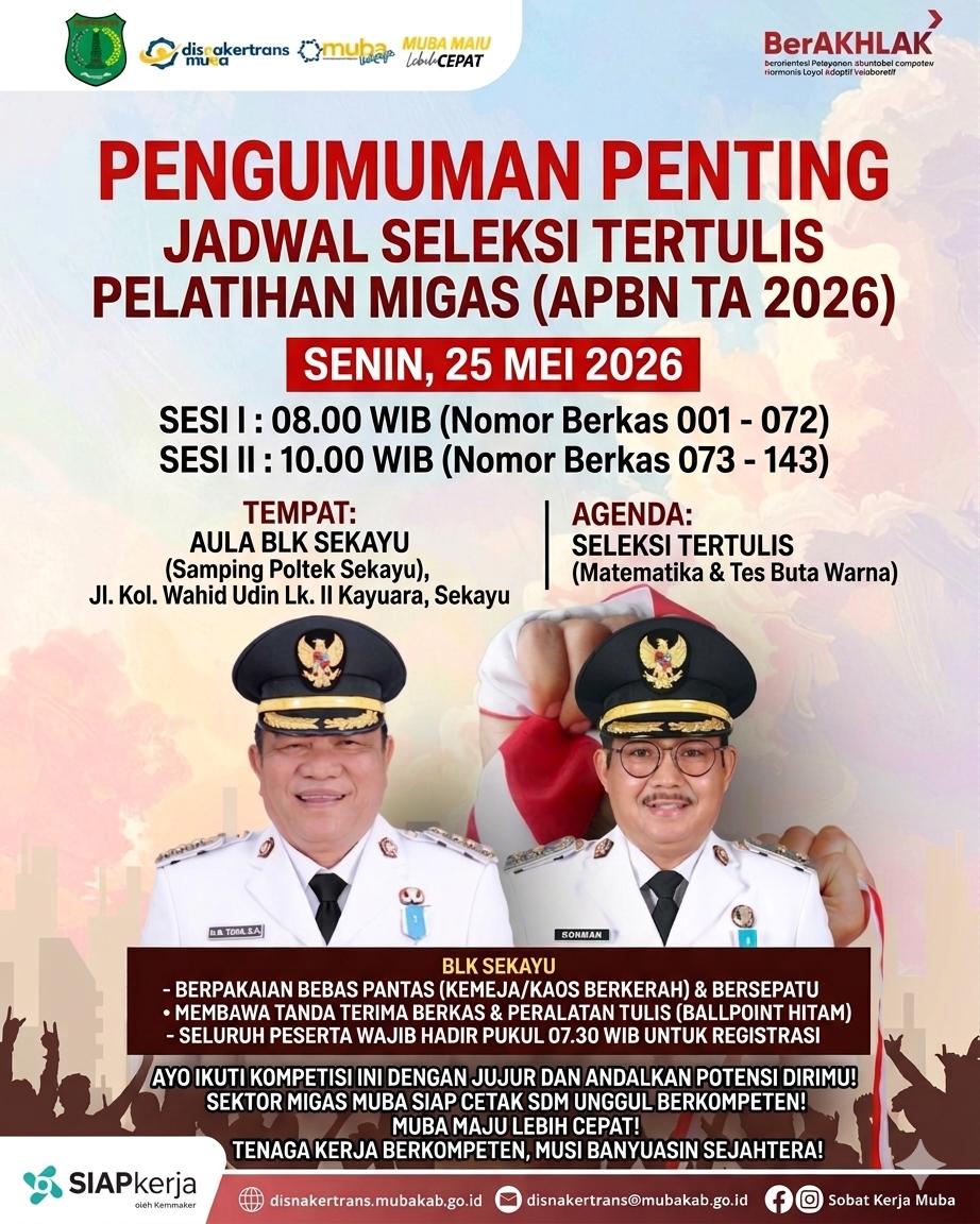 143 Pemuda Muba Berebut 20 Kursi Pelatihan Migas Gratis, Bupati Toha Tohet Peringatkan Soal Koneksi