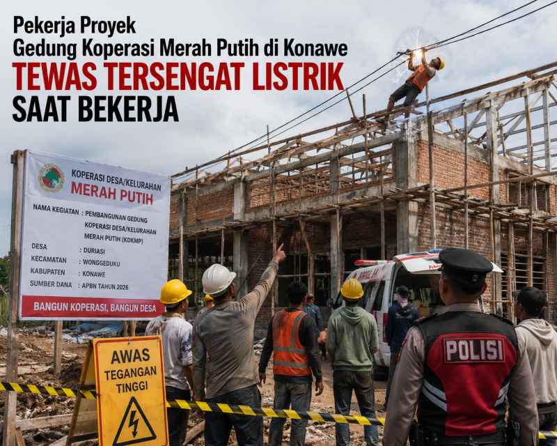 Pekerja Proyek Kopdes Merah Putih di Konawe Tewas Tersengat Listrik, Sempat Dirawat di ICU RSUD