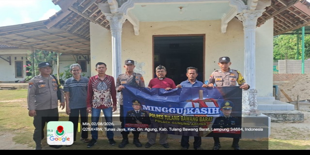 Polsek Gunung Agung Tubaba Kawal Ibadah Minggu di GKMI Tunas Jaya, Jemaat Mengaku Lebih Aman